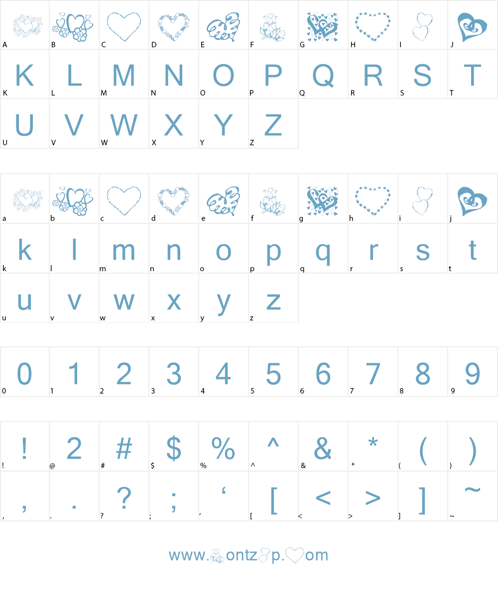KR All About The Heart Font Character